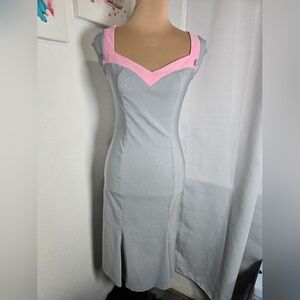 Pinup Couture Gray and Pink Midi Dress